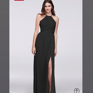 Davids bridal open-back bridesmaid dress w lace